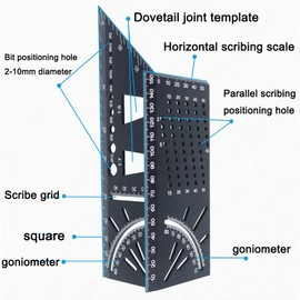 Smgda Aluminum Alloy Woodworking Square 3D Mitre Angle Measuring Template Gauge 45/90 Degree Angle Layout T Ruler for Engineer Carpenters Women Men Dad Father Husband Christmas Gifts