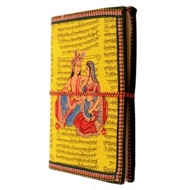 Purpledip Handmade Paper Journal Radha-Krishna: Vintage Diary Notebook With Thread Closure (11157)