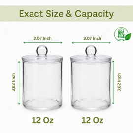 Havenity Acrylic Qtip Holder Bathroom Set, 2 Pack Bathroom Containers with Lids, Clear Plastic Apothecary Jars, Q Tip Holder Bathroom Set, Cotton Swab Holder, Cotton Ball Holder, Pads and Floss Picks