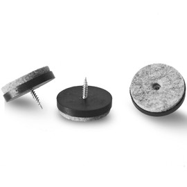 1-1/2 Inch Screw-in Felt Pads - 40pcs Furniture Chair Table Glides Pad Floor Protectors for Wooden Legs Feets, Black