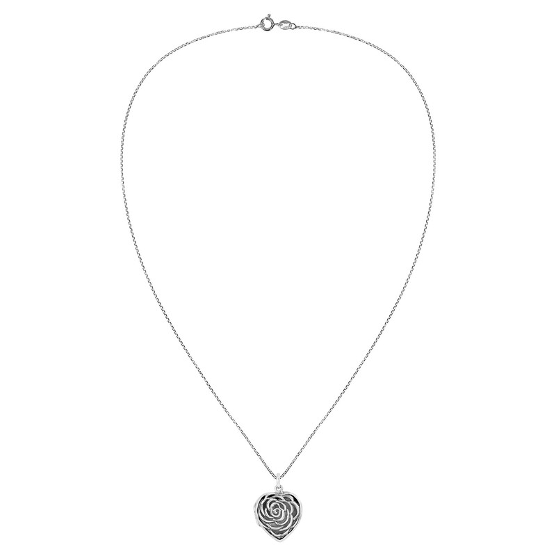 AeraVida Booming Wild Rose Heart Shaped .925 Sterling Silver Locket