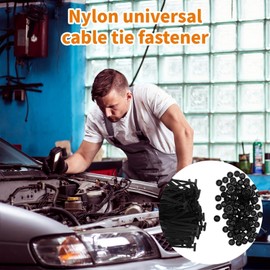 100 Pack Nylon Cable Tie Mounts, Heavy Duty Self-Locking Wire Clips with Snap-Fit Pin with Push Pin for Car Wire Harness and Tubing & Button Design Snap Fit Nylon Clips