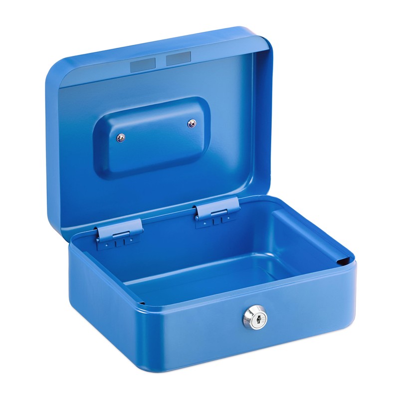 Relaxdays Lockable Cash Box, Removable Insert, 5 Compartments, Iron Money