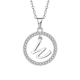 Starnny Letter Chain Women's 925 Silver Initial Alphabet Letter Charm A-Z Chain Necklace Pendant with 3A Cubic Zirconia Gift for Women, Sterling Silver, Cubic Zirconia