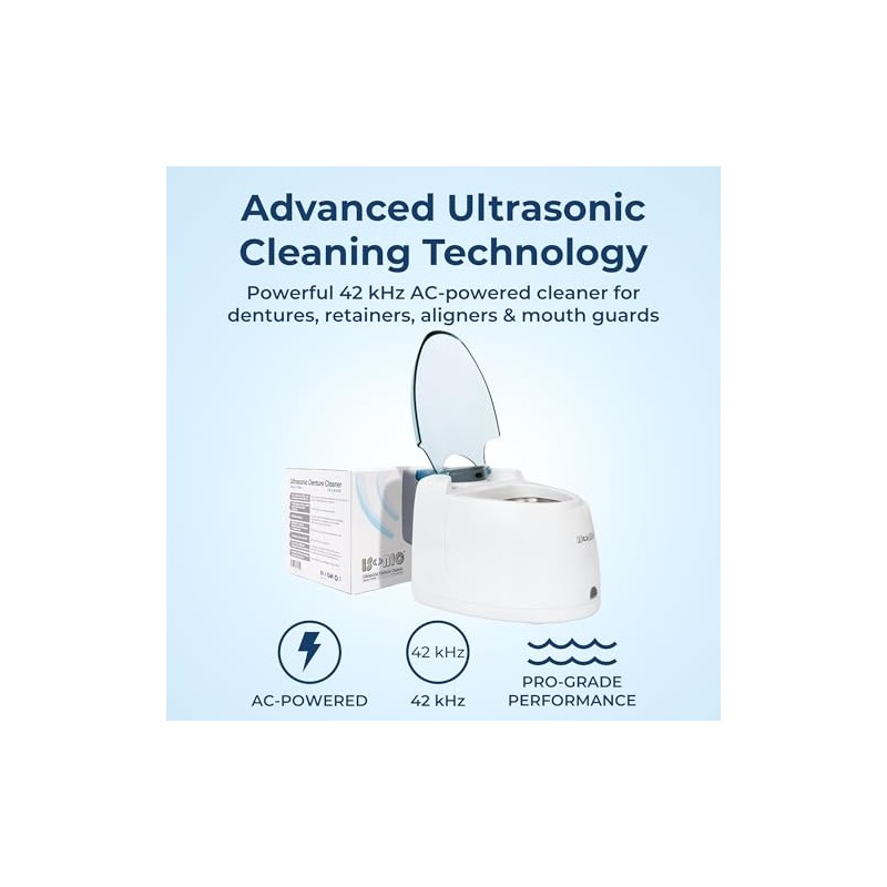 iSonic F3900 Ultrasonic Cleaner for Dentures, Retainers, and Mouth Guards,