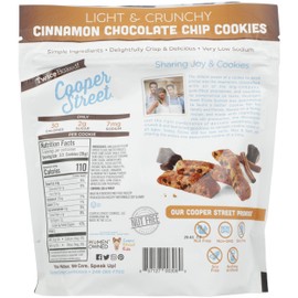 Cooper Street Cookies All Natural Twice Baked Crispy Cookie, Nut & Dairy Free, Biscotti Style 5oz (Cinnamon Chocolate Chip) (Cinnamon Chocolate Chip, 5 Ounce (Pack of 1))