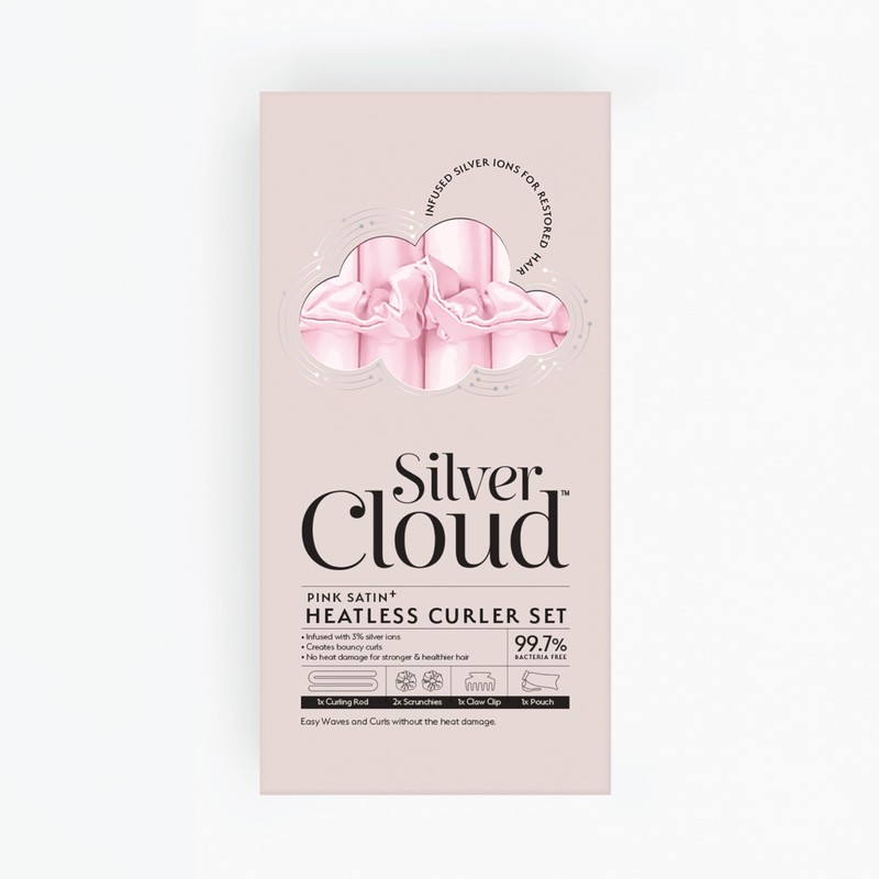 Silver Cloud Satin Heatless Curler Set Infused with Silver Ions