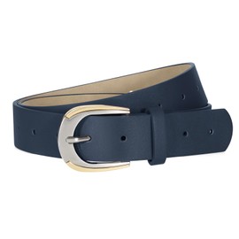 VONMELLI Women Leather Belt for Pants Jeans Dresses Ladies Belts with Fashion Gold Silver Buckle Navy Blue S