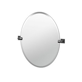 Gatco 4059MX Elevate Frameless Oval Mirror, Matte Black, 26.5"H