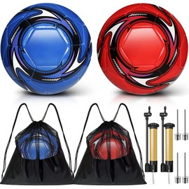 yasuwekik 2 Pack Operation Christmas Deflated Soccer Ball with Pump for Child Size 3,Size 4,Size 5 (Helix, Size 4)