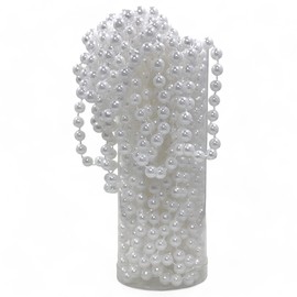 MIJOMA Pearl Garland - Elegant Pearl Ribbon, Pearl Necklace & Decorative Bead Cord | Stylish Table Decoration, Christmas, Advent, Wedding | 8 mm Decorative Beads, 10 Metres (Winter White)