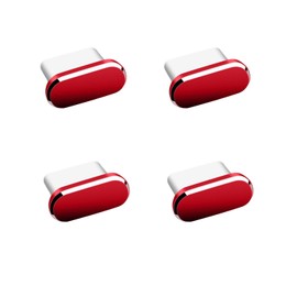 Type-C Cap, Connector Cover (4 Pieces), Dustproof Protective Cover, Charging Port, Connector Cover, Cap, Smartphone Terminal Cover, Red