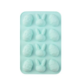 Easter Silicone Molds, 12 Cavity Bunny Egg Shape Fondant Chocolate Candy Molds Silicone Molds for Baking Chocolate Jello DIY Party Supplies (B)