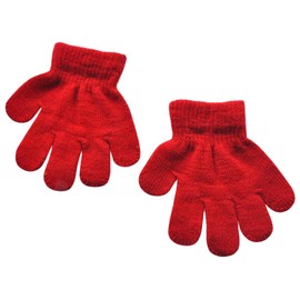 BaiX Toddler Boys and Girls Winter Knitted Writing Gloves, 1-3 Years Old (Red)