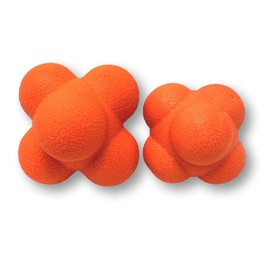 [REONAS] Reaction Balls, Irregular Balls, Reflexes, Dynamic Vision, Agility, Baseball, Football, Basket, Table Tennis, Sports, Training, Includes Instruction Manual Included, Large and Small Balls (Pack of 2) (Orange)