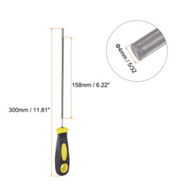 sourcing map Chainsaw Chain Sharpening File, 5/32" (4mm) Round Rasp High Carbon Steel Single Cut with Plastic Handle