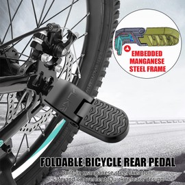 Rear Wheel Pedals, Non-Slip Bicycle Peg, Foldable Mountain Bike Footrest, Rear Bicycle Pedal with U Groove for Cycling, Road Bike, MTB, BMX