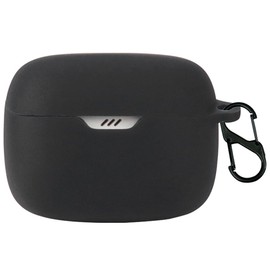 QWYJ Funda para JBL Tune Buds Case Carcasa Protectora de Silicona, para JBL Tune Buds Funda con Mosquetón Llavero Anti-perdida (Negro)
