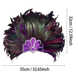 perfeclan Feather Headdress Headwear for Cosplay Mardi Gras Stage Performance, Purple
