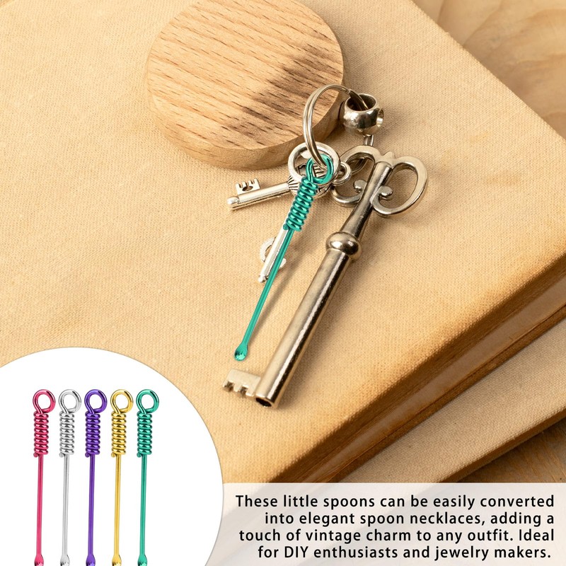 Jeffdad 10Pcs Alloy Mini Spoon Shovel Tableware Charm Multicolor Tiny