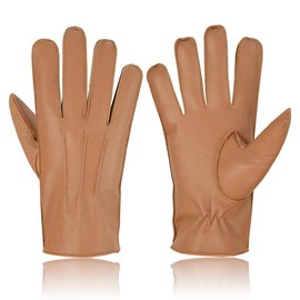 SWIFT WEAR Mens Leather Driving Gloves Unlined Retro Vintage Classic Stylish Genuine Real Leather Warm Thermal Winter Black Chauffeur Gloves (Tan, L)