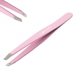 Precision Eyebrow Tweezers Pink - Eyebrow Pulling Tweezers (Oblique) - Professional Non-Slip Tweezers for Women Perfect Eyebrows