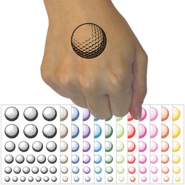 Golf Ball Sports Temporary Tattoo Water Resistant Fake Body Art Set Collection - Yellow (One Sheet)
