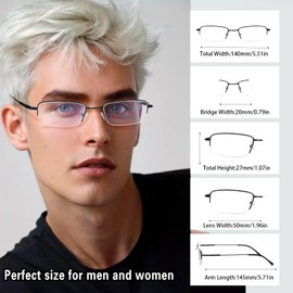 NORPERWIS 6 Pack Reading Glasses Men Metal Blue Light Blocking Readers with Spring Hinges Readers for Men Eyeglasses (Mix Color-2, 0.00, x)