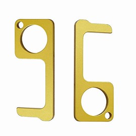 Non-Contact EDC Door Opener, Brass No-Touch Door Opener, Outdoor Public Door Handle, Touchscreen Button Key Tool, Easy to Carry, Pack of 2