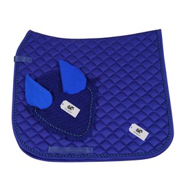 Generic Horse Dressage Saddle Pad Set with Matching Ear Bonnet English Full Horse Size (Royal Blue)