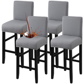 Fuloon Waterproof Bar Stool Covers 4 PCS, Stretch Pub Tall Chair Slipcover with Backs Counter Chair Cover Barstool Slipcovers Removable Washable (Light Grey, 4 PCS)