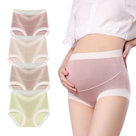 MIIFIT Maternity Shorts, High Waist, Stomach, Skin-friendly, Pregnancy Pants, Seamless, Pregnancy Pants, Pregnancy Pants, Thin, Non-stuffy, Breathable, Stretchy, Soft, Stylish, Set of 4, Brown + Skin