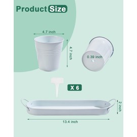 vensovo Herb Planter Indoor - Windowsill Herb Garden Planter Set with Tray and Drainage for Kitchen, Set of 3 Metal Herb Pots for Indoor and Outdoor Plants, White