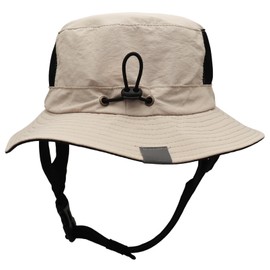 Huakunda Mens Sun Hat UPF50+ Wide Brim Beach Hat Quick-Dry Outdoors Adjustable Chin Strap Bucket Fishing Hats for Surfing Boating (Khaki)
