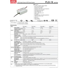[PowerNex] Mean Well PLD-16-1050A 16V 1050mA 16.8W Single Output LED Power Supply with PFC