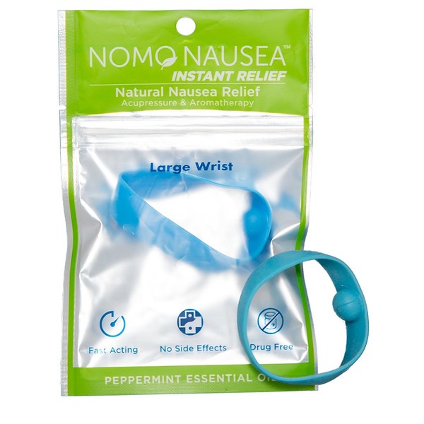 NoMo Nausea Instant Relief Aromatherapy Anti-Nausea Bands with Acupressure, Large (101-031), Pink, Peppermint, Large (Pack of 2), 2 Count