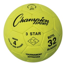 Champion Sports unisex adult (Ages 8 to 12) 3 Star Indoor Soccer Ball Size 4, Bright Yellow, Size 4 US
