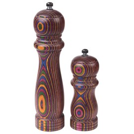 Island Bamboo Pakkawood Pepper Mill and Salt Mill Set, Rainbow