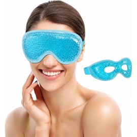 2PCS Antifaz de Gel para Ojos, Mascarilla de Gel para Ojo Reutilizable, Compresa Fría y Caliente para Ojo, Respaldo de Felpa Suave Suave para Ojos Hinchados Ojeras Migraña Alivio del Estrés (Azul)