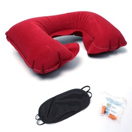 DUBENS Inflatable Neck Pillow Ideal for Travel Office and Home Neck Pillow Inflatable Soft Neck Pillow with Free Sleep mask Eye mask, and Ear Plugs
