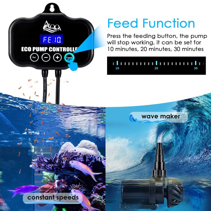 AQQA Controllable Aquarium Water Pump,85W 3200GPH Circulation Make Wave/Feed Mode/20
