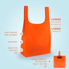 Masirs Reusable Grocery Bag (6-PACK | COLORS) - Reusable Ripstop Bags - Large, Strong Eco Friendly Bags - Foldable Shopping Bag - For Kitchen, Grocery & More - Packable Shopping Bag