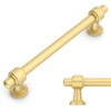 Amerdeco 10 Pack Brushed Gold Cabinet Pulls 5 Inch(128mm) Hole