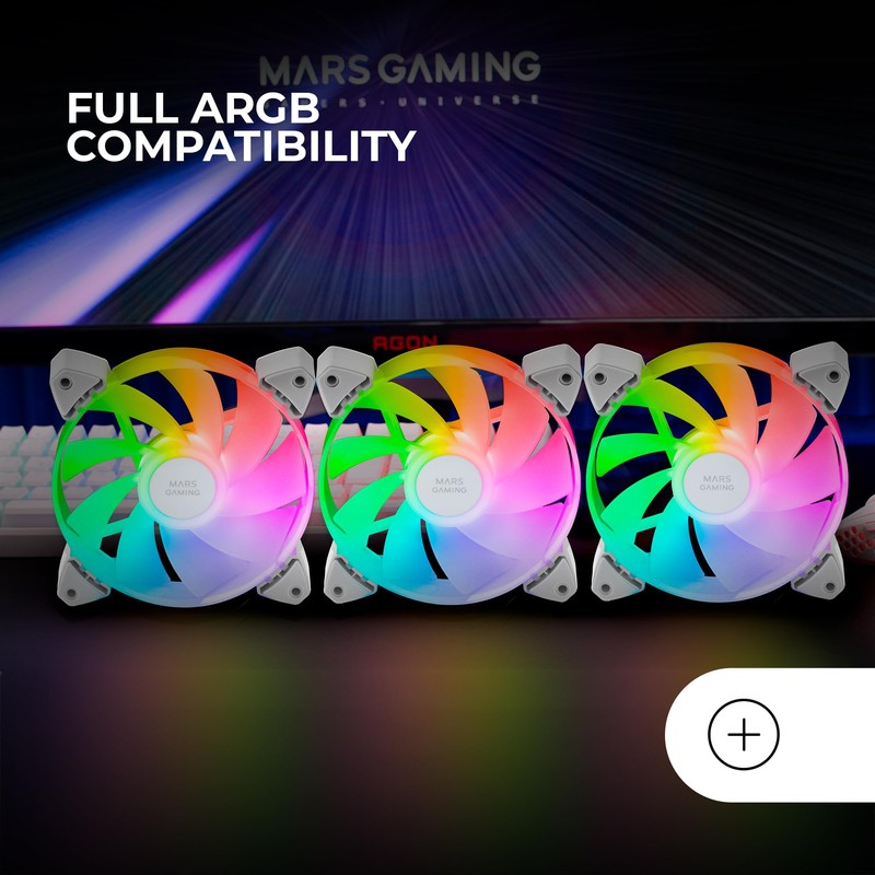 Mars Gaming MF-3AR, Kit 3x Fans 120 mm FDB, Inverted