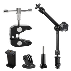 TECDW 11 Inch Adjustable Magic Arm with Super Clamp, 360° Ball Heads, Articulated Magic Arm with 1/4 Inch and 3/8 Inch Thread Holes, Magic Arm Clamp for Tripod, Monitor, Camera