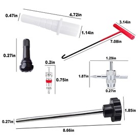 DUSCOKE Quick Change Car Tire Valve Tool Kit, Tire Valve Stem Core Remover with 5 TR413 Valves & 4-Way Valve Tool, Quickly Replacement Tools for Replacing Leaky Valves on Car Truck Motorcycle (Black)