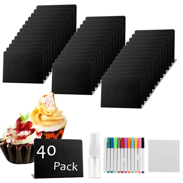 JMIATRY Pack of 40 Mini Chalkboard Signs for Writing on