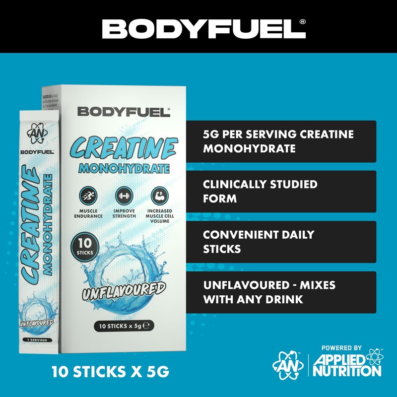 Applied Nutrition BodyFuel Creatine Monohydrate Sticks Unflavoured Creatine Powder for