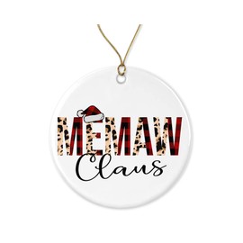 HTDesigns Leopard Memaw Claus Christmas Ornament - Red Buffalo Plaid Christmas Ornament for Memaw - Christmas Family Ornament Printed on Both Sides