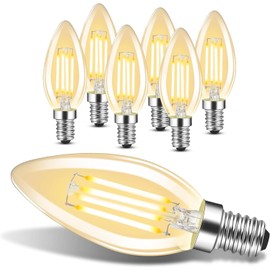 Rnyloas B11 LED Bulb Dimmable, 6 PCS High Output B11 Candelabra LED Bulbs 2700K Warm White 4W Equivalent 60W 120V, No Flicker LED B 11 Filament E12 Base Bulb for Chandeliers and Ceiling Fans Decor.